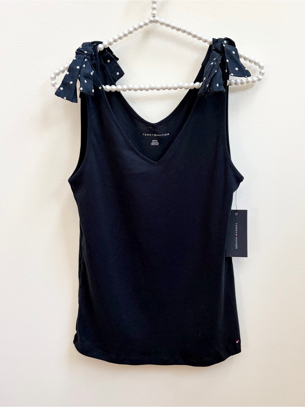 Tommy Hilfiger Navy Blue Star Tie Shoulder Tank Top